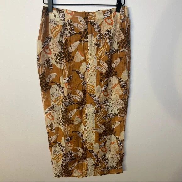 *NWT* Lulus Something Wild Brown Multi Print Twist-Front Midi Skirt, Size Small - Picture 10 of 13